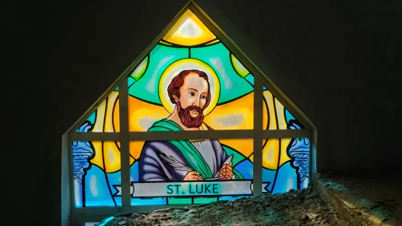 Stained glass at St Raphael Catholic church, Ejegunle - ILO, Lagos