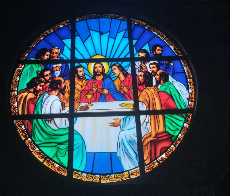 Last Supper rose window at St Benedict Catholic cathedral, Osogbo