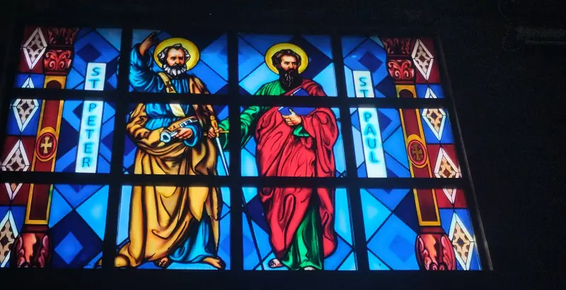 Stained glass at St Benedict Catholic cathedral, Osogbo